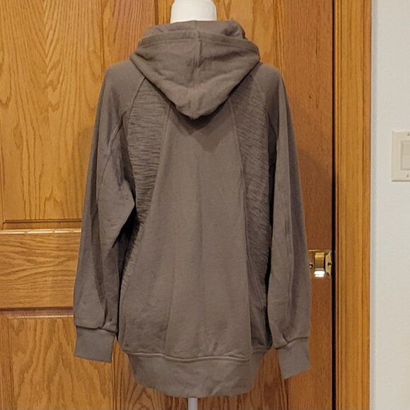 JoyLab Taupe Neutral Longline Zip Up Hooded Jacket Oversized Relaxed Fit NEW - Picture 9 of 15